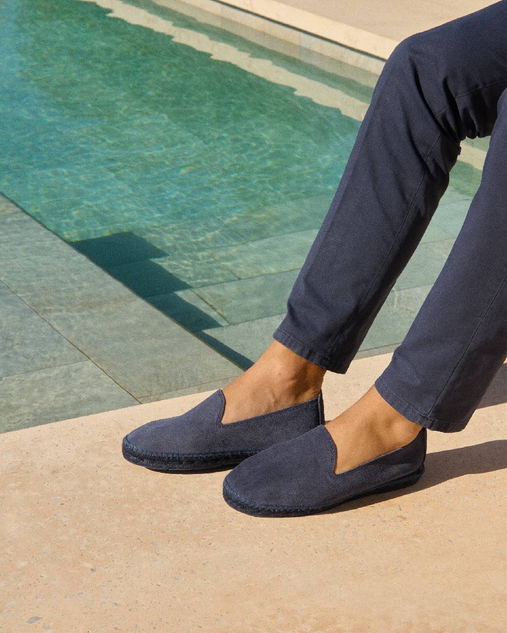 Manebí Espadrillas flat in pelle scamosciata - Hamptons -Patriot Blu ton sur ton Online