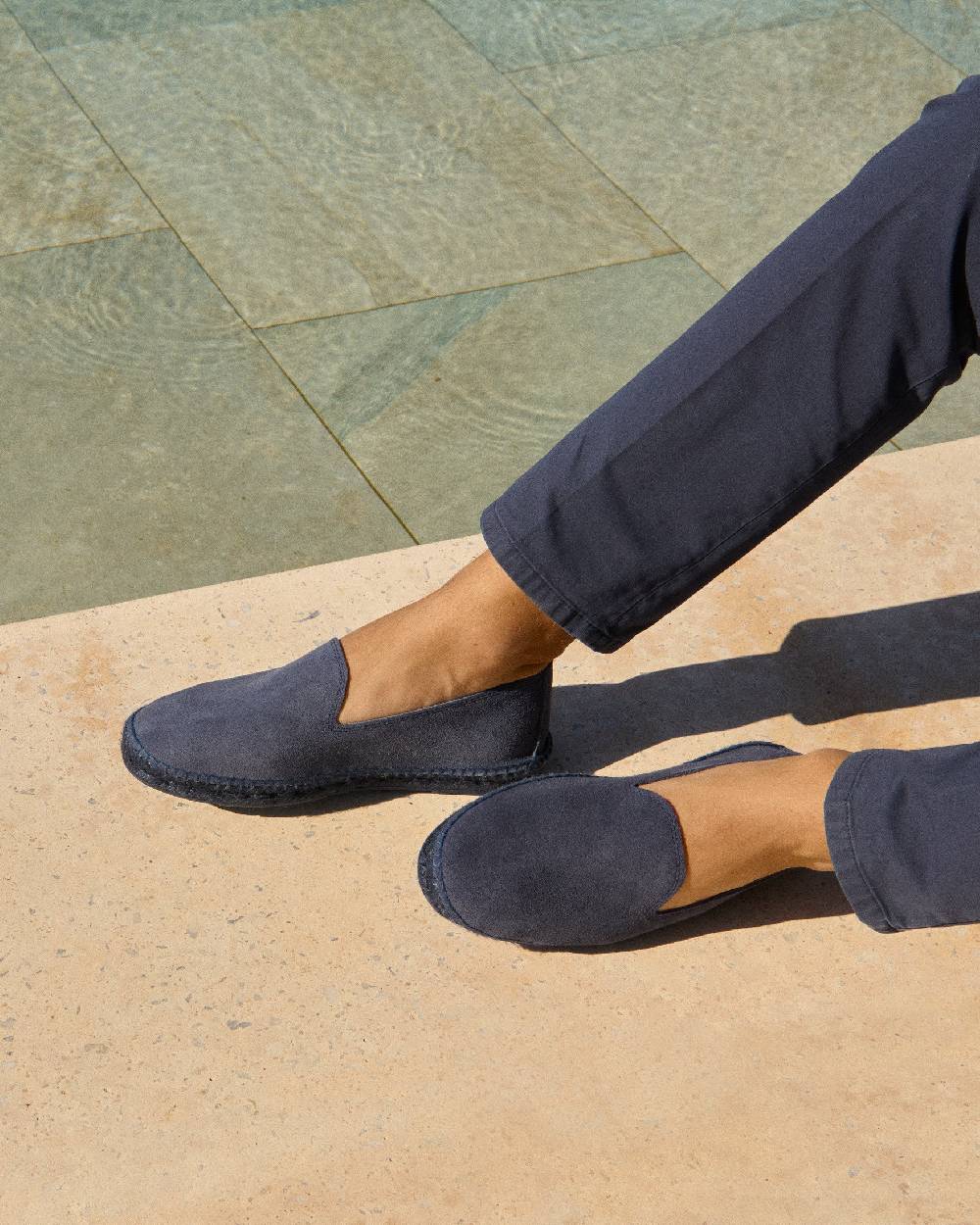 Manebí Espadrillas flat in pelle scamosciata - Hamptons -Patriot Blu ton sur ton Online