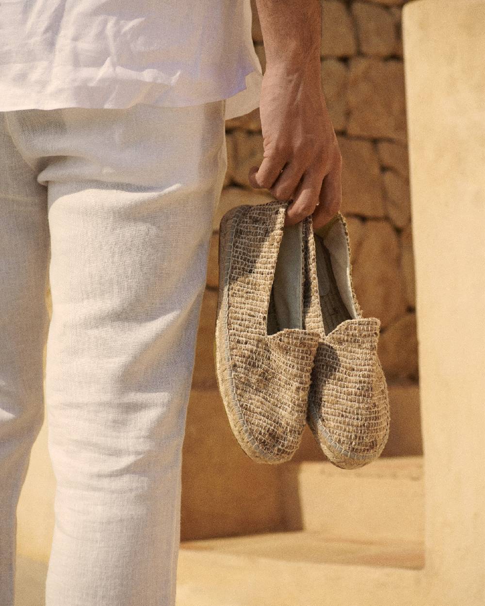 Manebí Raw Woven Silk \u0026 Cotton Espadrilles - Yucatán Natural Vendita Economica