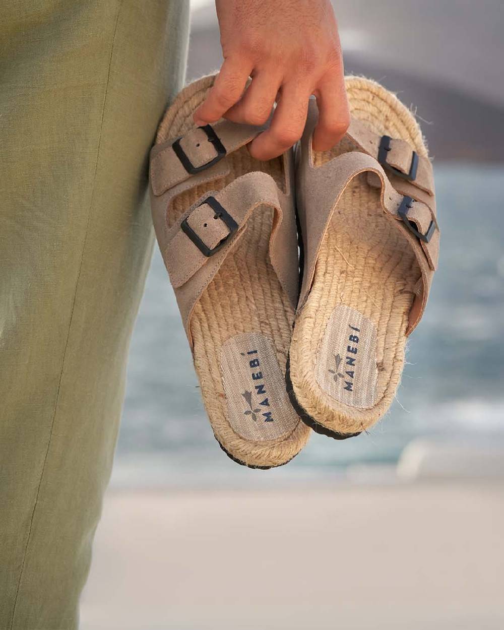 Manebí Suede Nordic Sandals - Hamptons Vintage Taupe In Saldo