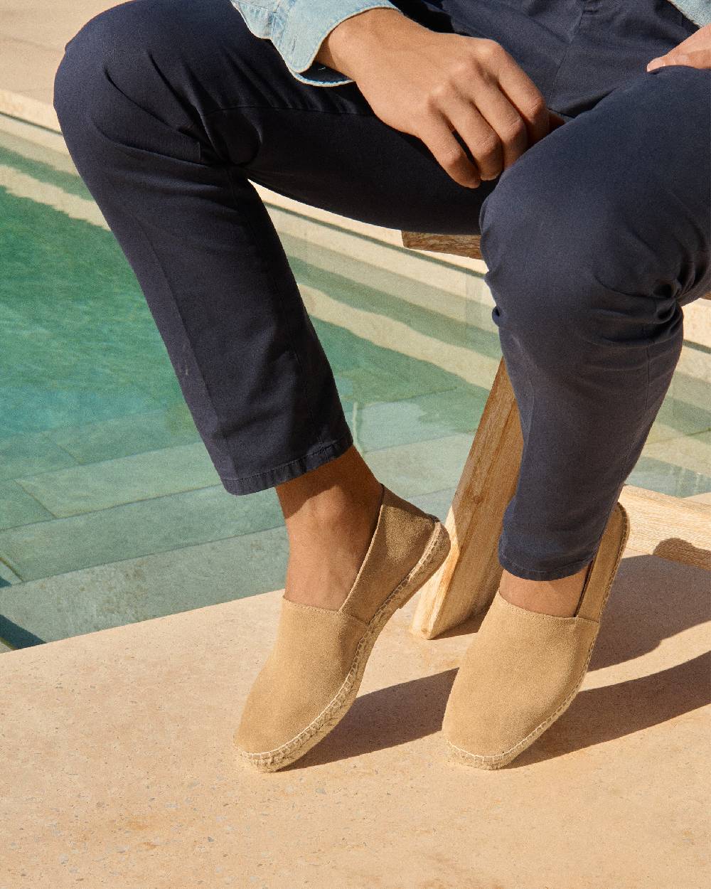 Manebí Suede Square Toe Espadrilles - Hamptons Washed Beige In Linea