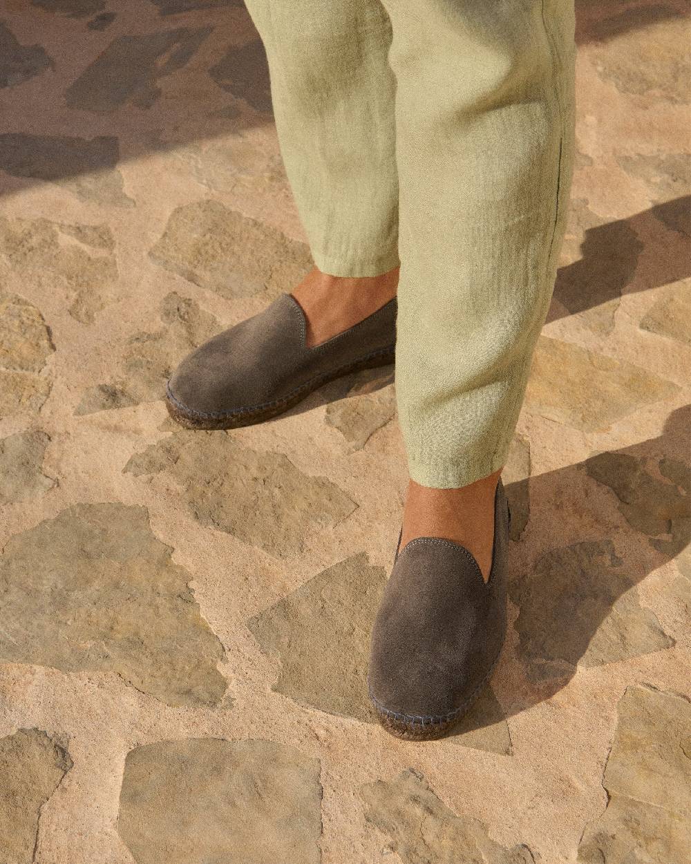 Manebí Espadrillas flat in pelle scamosciata - Hamptons - Carbon Grey ton sur ton Fino Al -60%