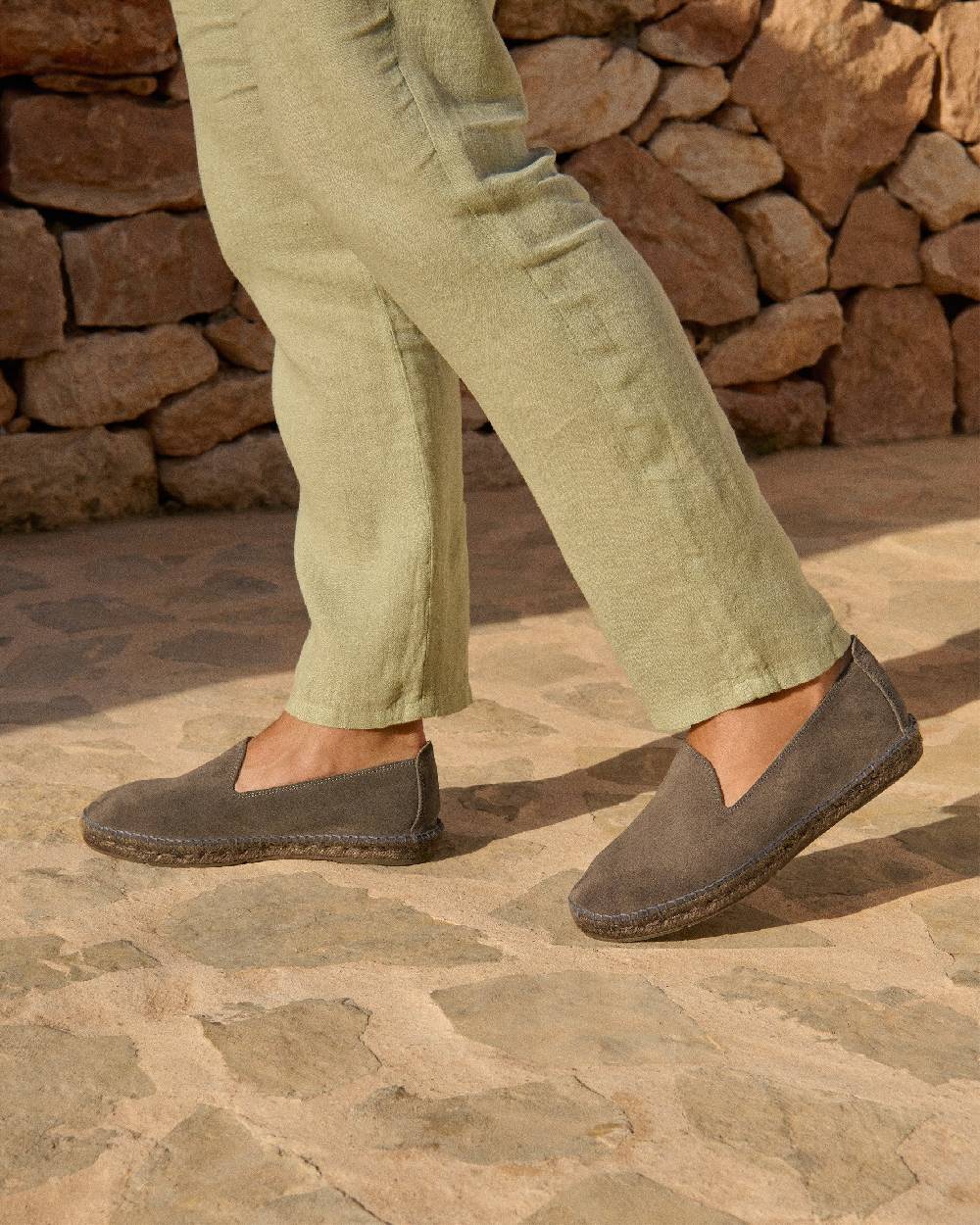 Manebí Espadrillas flat in pelle scamosciata - Hamptons - Carbon Grey ton sur ton Fino Al -60%