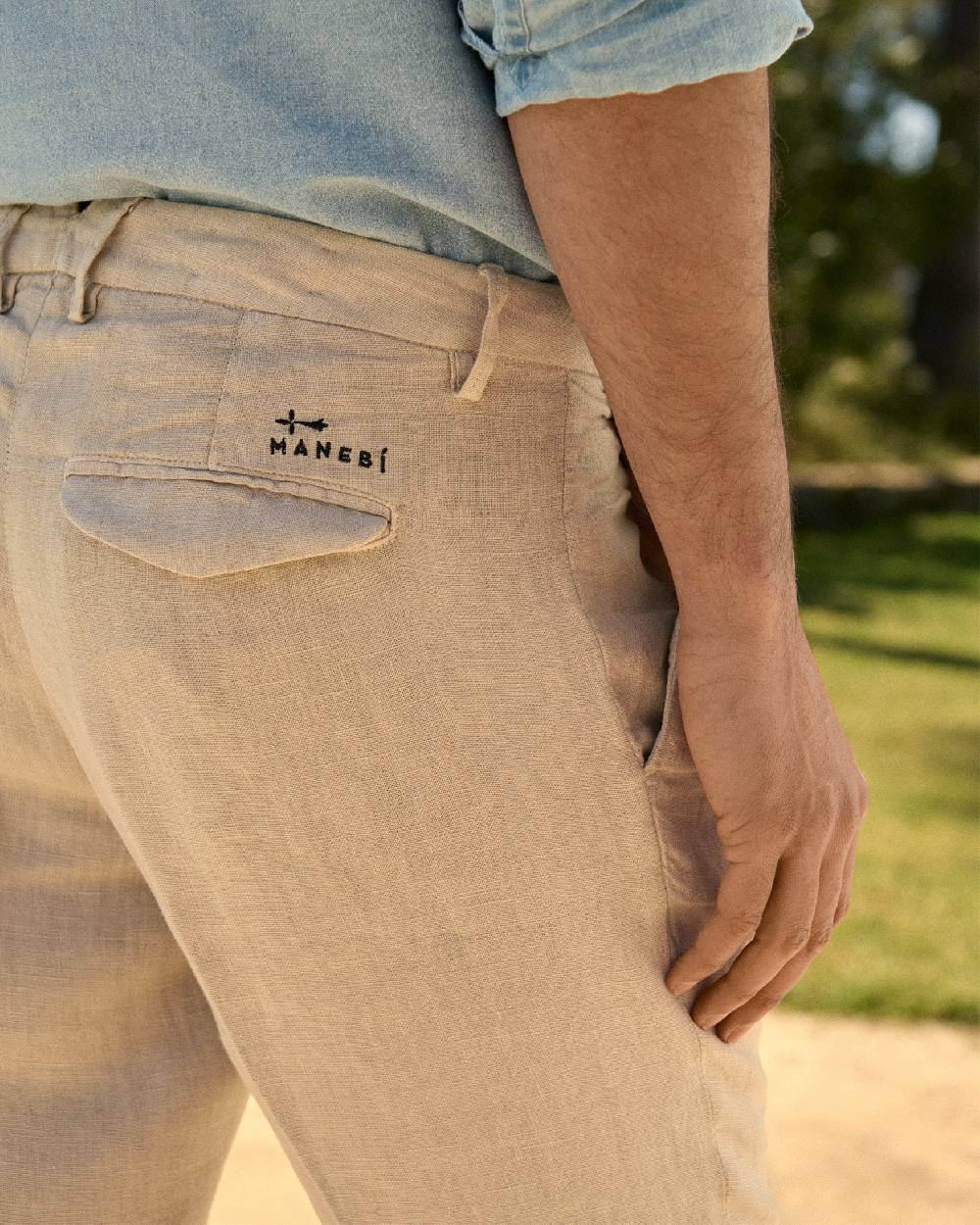 Manebí Irish Linen Savana Trousers - Kaki Beige Presa