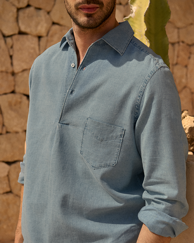Manebí Lenim: Linen Denim|Nassau Polo Shirt Sconto