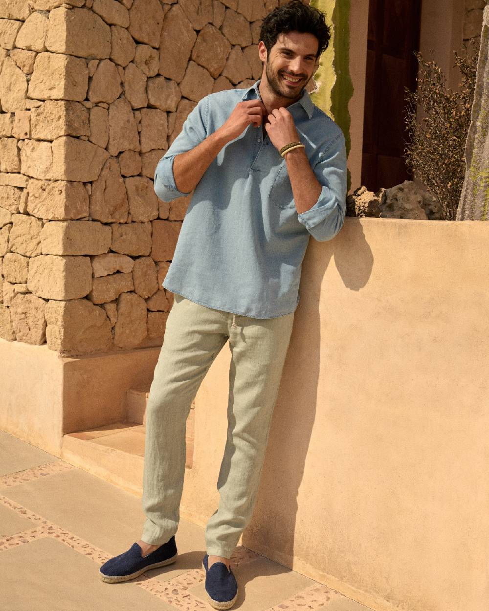 Manebí Washed Linen Venice Trousers - Light Green Offerta