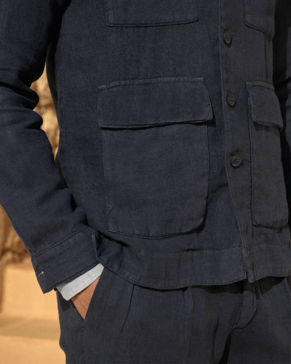 Manebí Irish Linen Savana Jacket - Night Blue Online