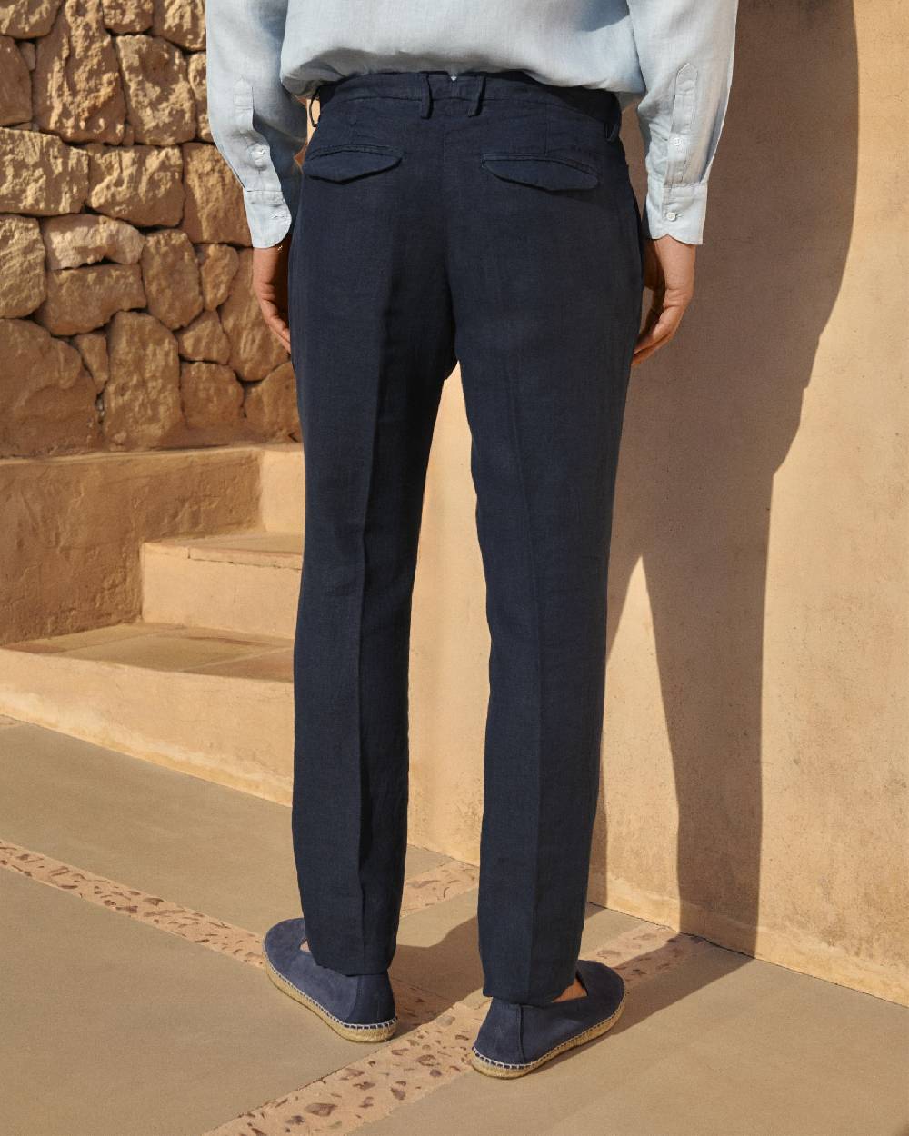 Manebí Irish Linen Savana Trousers - Night Blue In Vendita