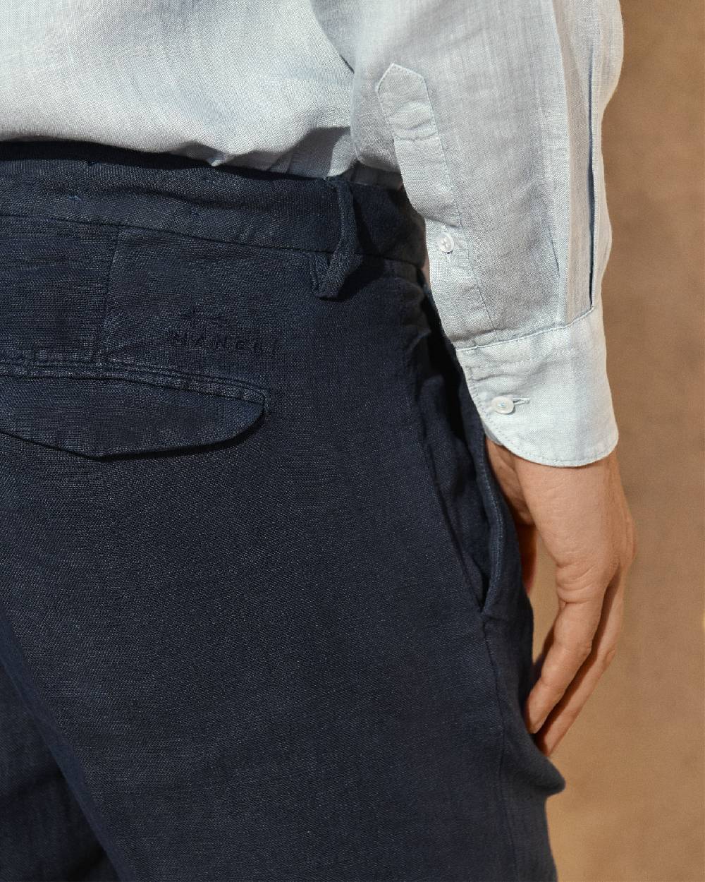 Manebí Irish Linen Savana Trousers - Night Blue In Vendita