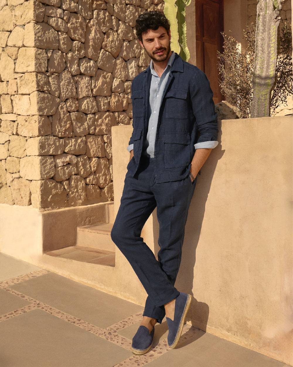 Manebí Irish Linen Savana Trousers - Night Blue In Vendita
