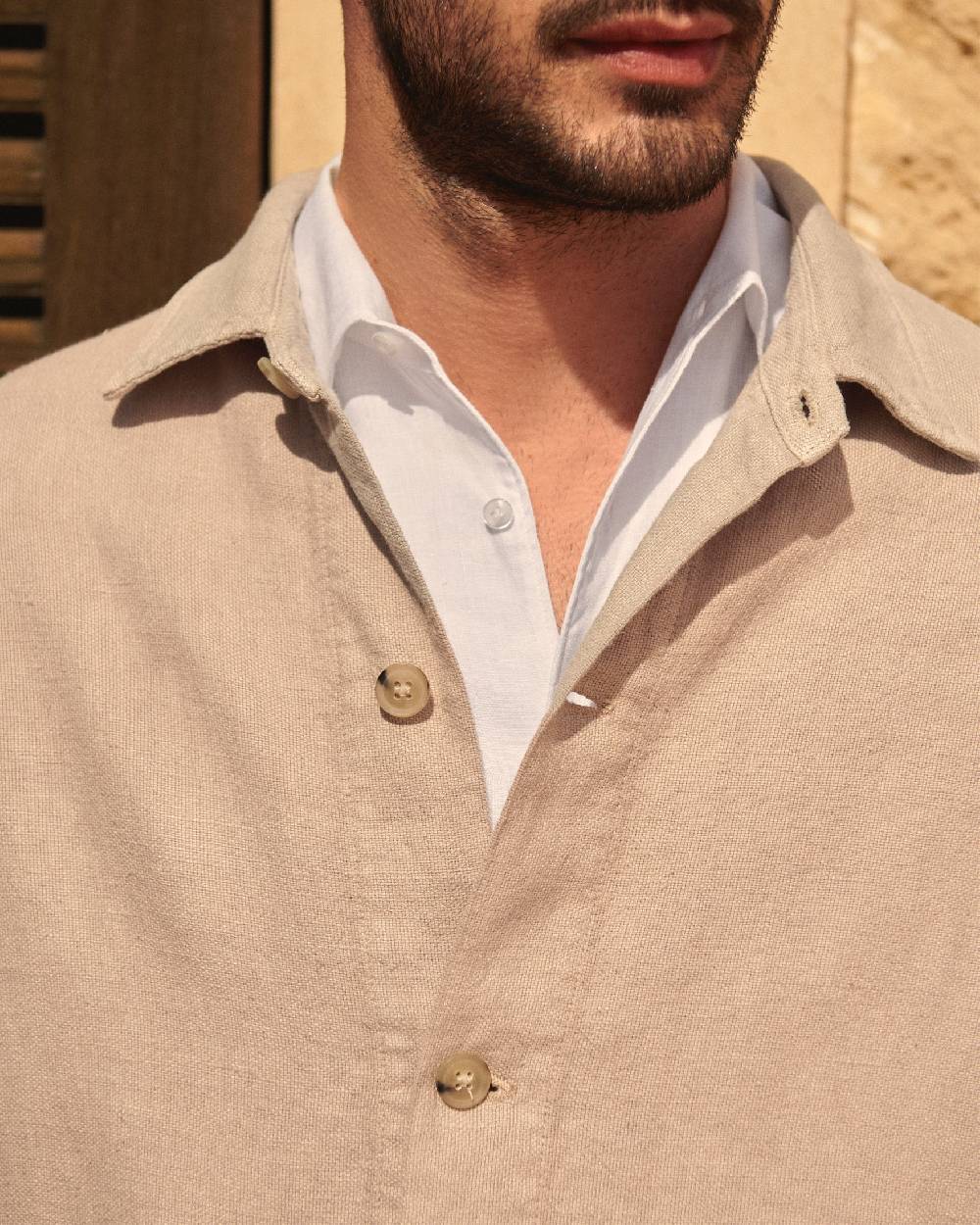 Manebí Linen Sahara Over Jacket - Kaki Beige Saldi