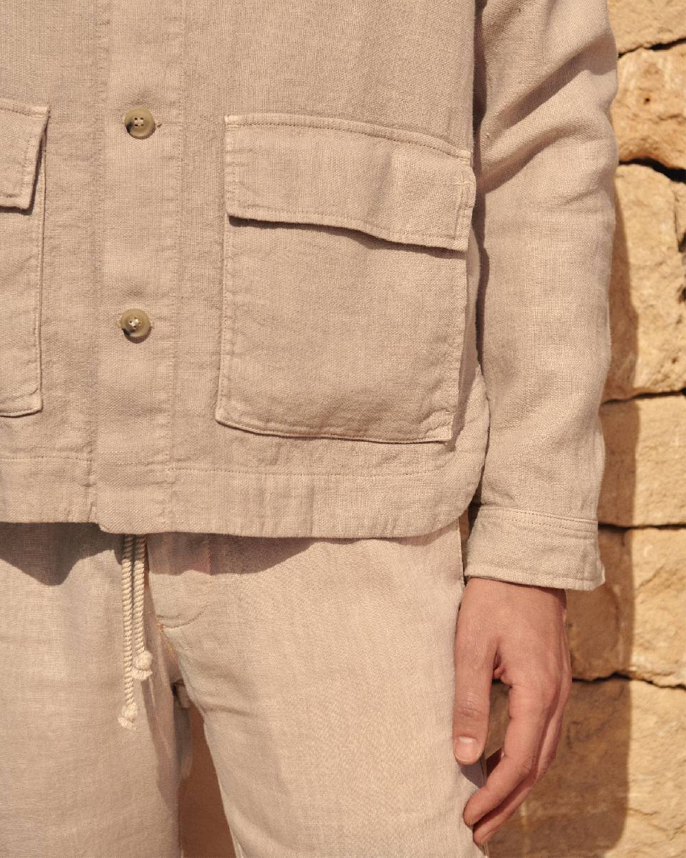 Manebí Linen Sahara Over Jacket - Kaki Beige Saldi