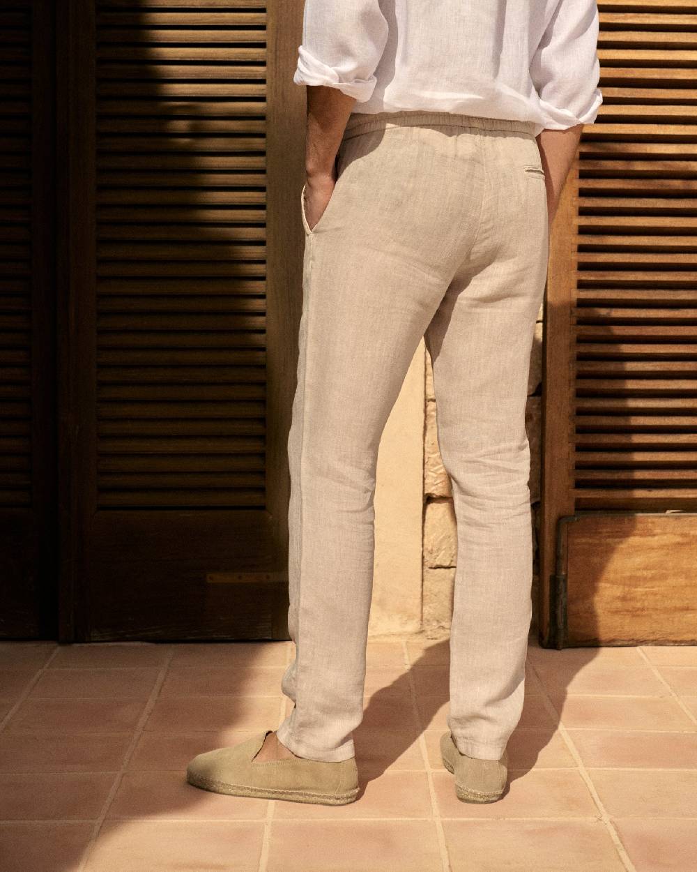 Manebí Washed Linen Venice Trousers - Kaki Beige Hotsell