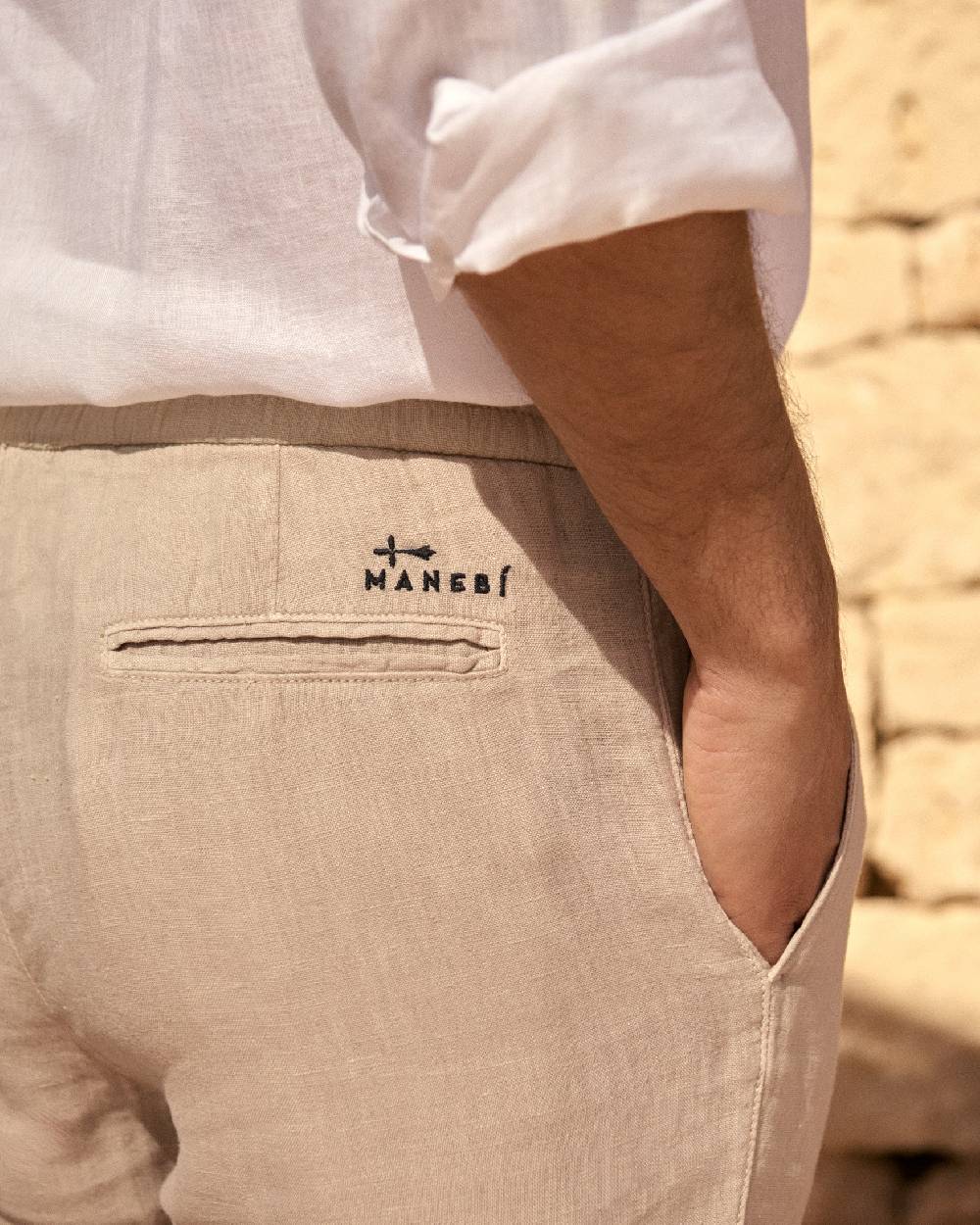 Manebí Washed Linen Venice Trousers - Kaki Beige Hotsell