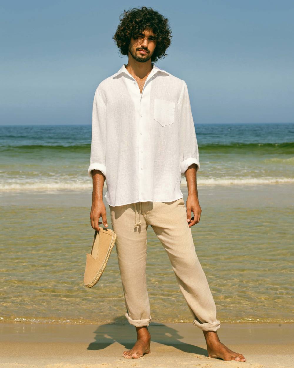 Manebí Washed Linen Venice Trousers - Kaki Beige Hotsell