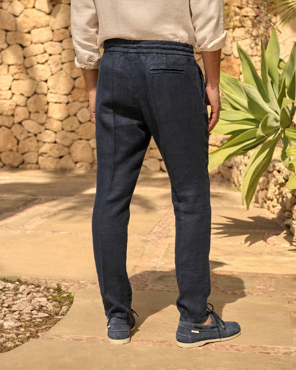 Manebí Woven Linen Santa Barbara Trousers - Night Blue Vendita Economica
