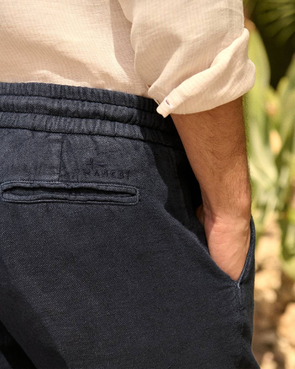Manebí Woven Linen Santa Barbara Trousers - Night Blue Vendita Economica