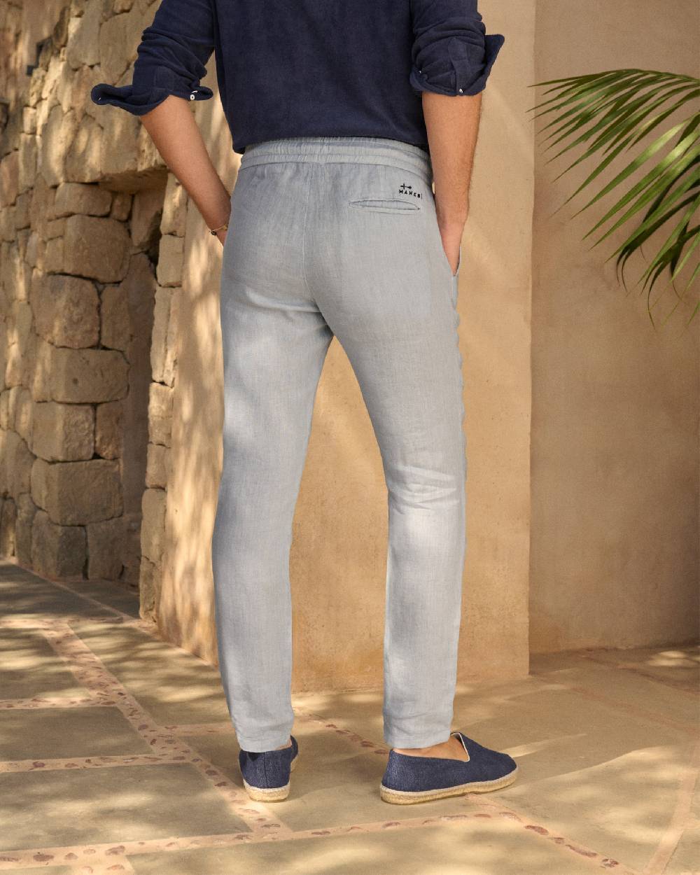 Manebí Washed Linen Venice Trousers - Grey Blue I Più Venduti
