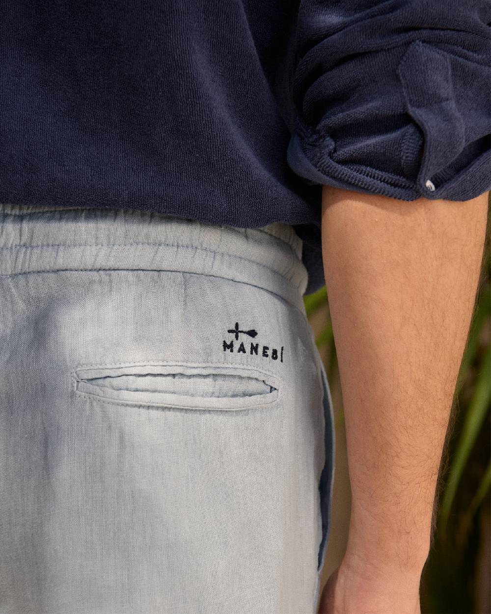 Manebí Washed Linen Venice Trousers - Grey Blue I Più Venduti