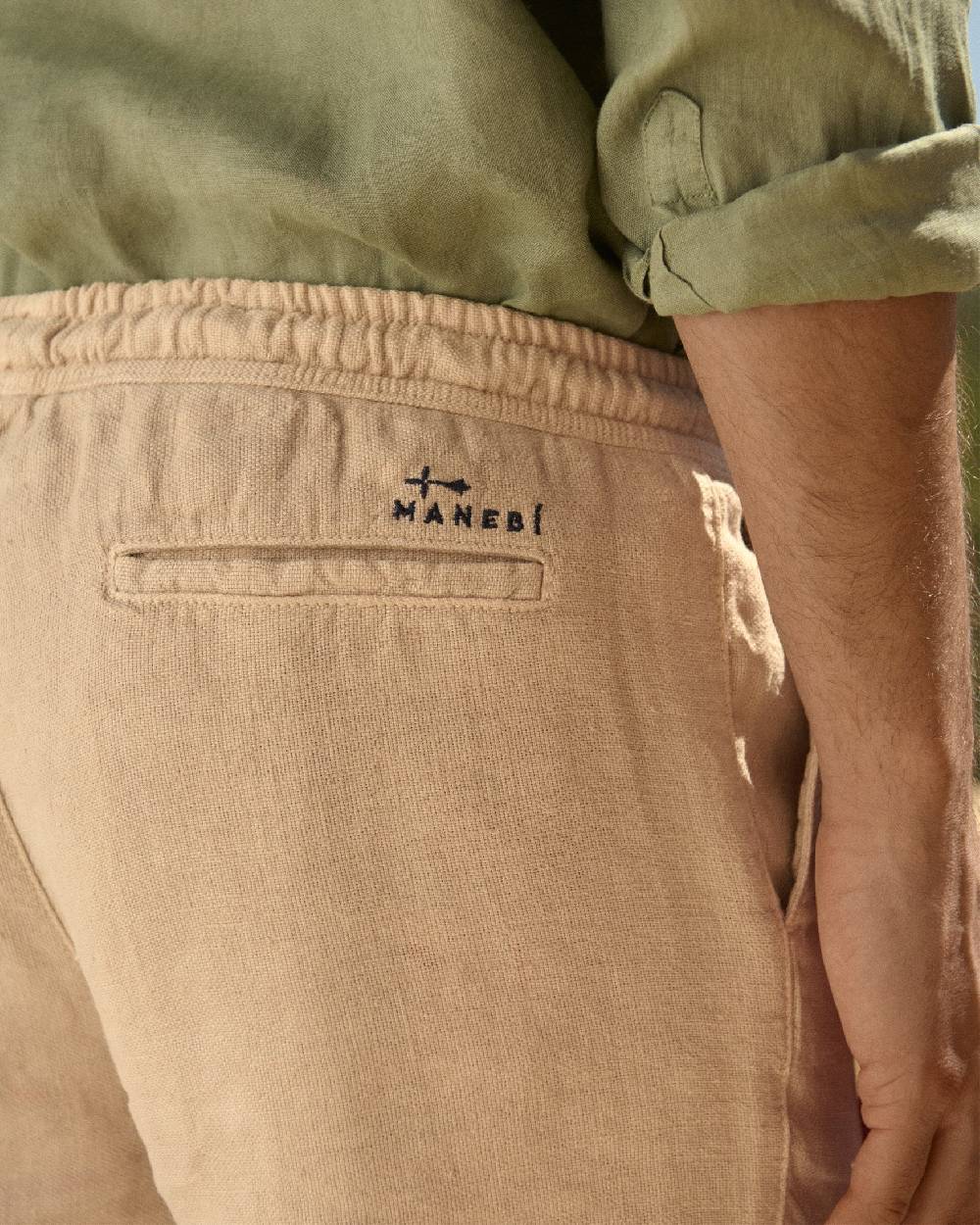Manebí Woven Linen Malibu Shorts - Kaki Beige Negozio