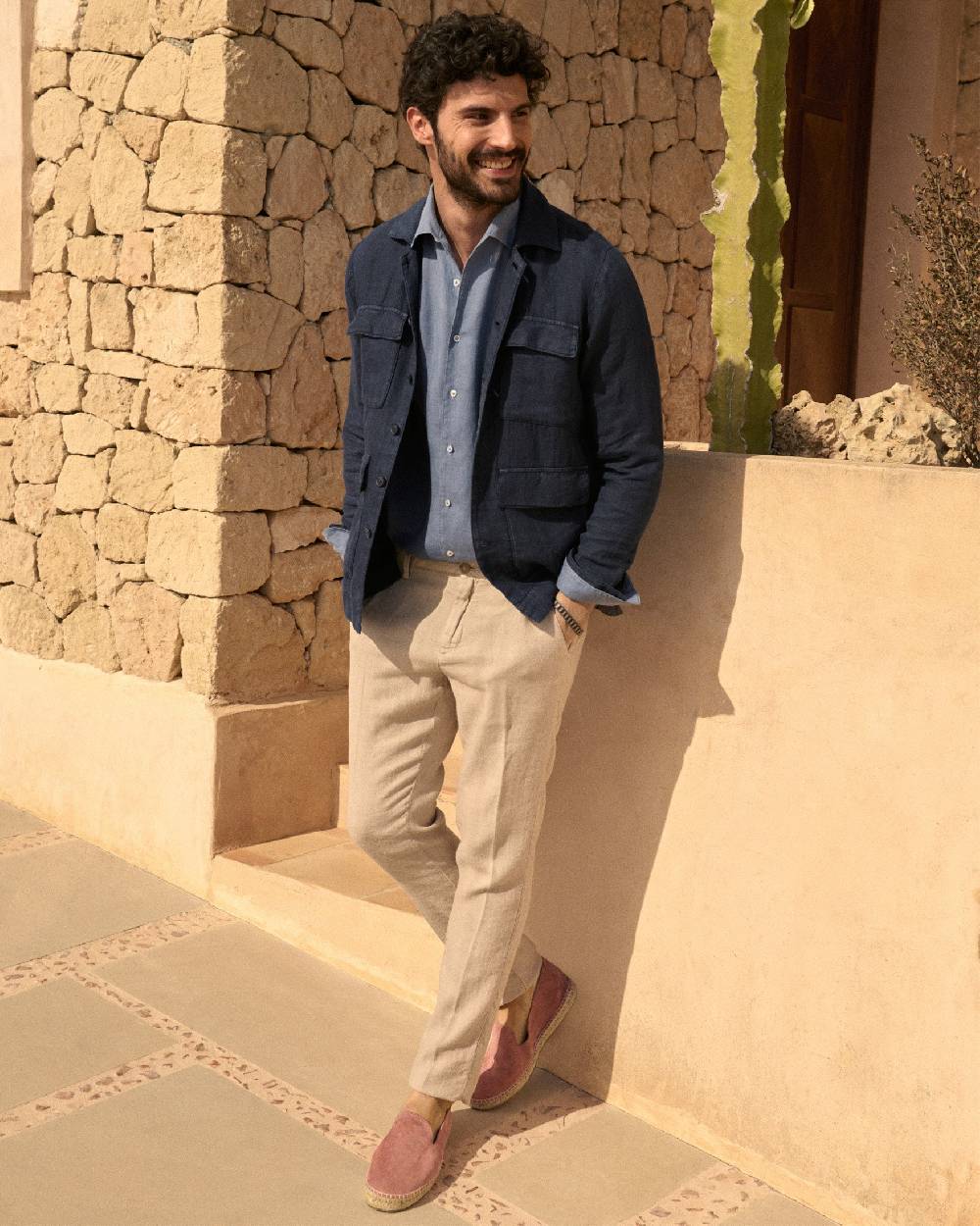Manebí Woven Linen Milano Trousers - Kaki Beige Nuova