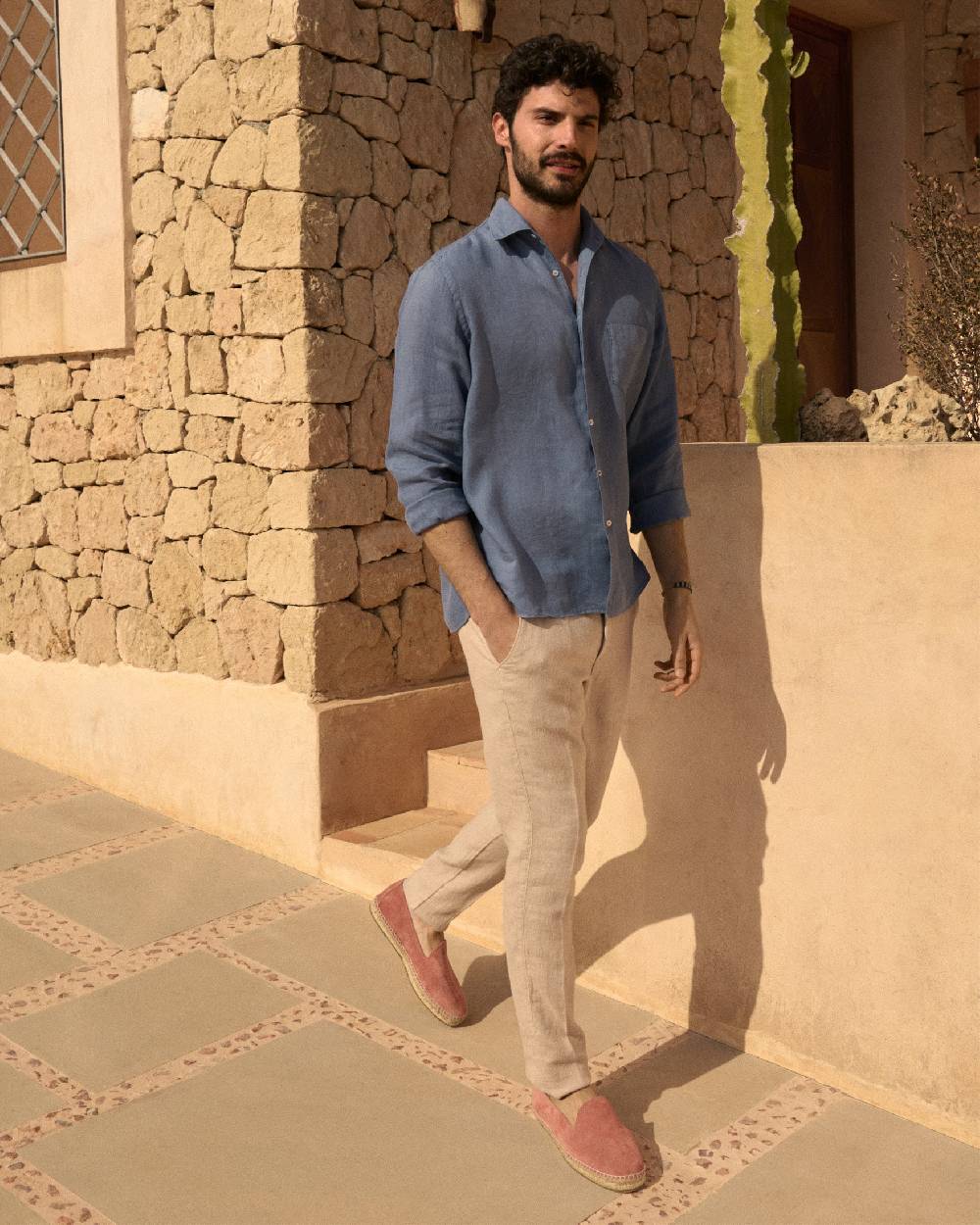 Manebí Woven Linen Milano Trousers - Kaki Beige Nuova