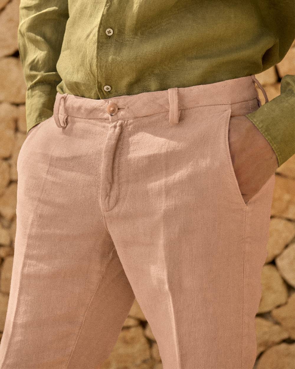 Manebí Woven Linen Milano Trousers - Spanish Villa Italia