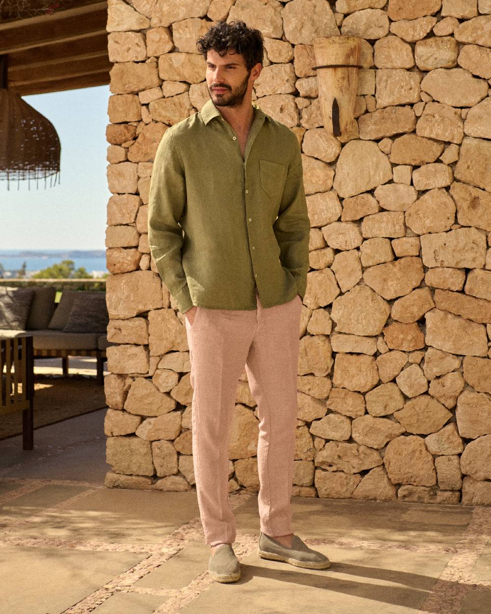 Manebí Woven Linen Milano Trousers - Spanish Villa Italia