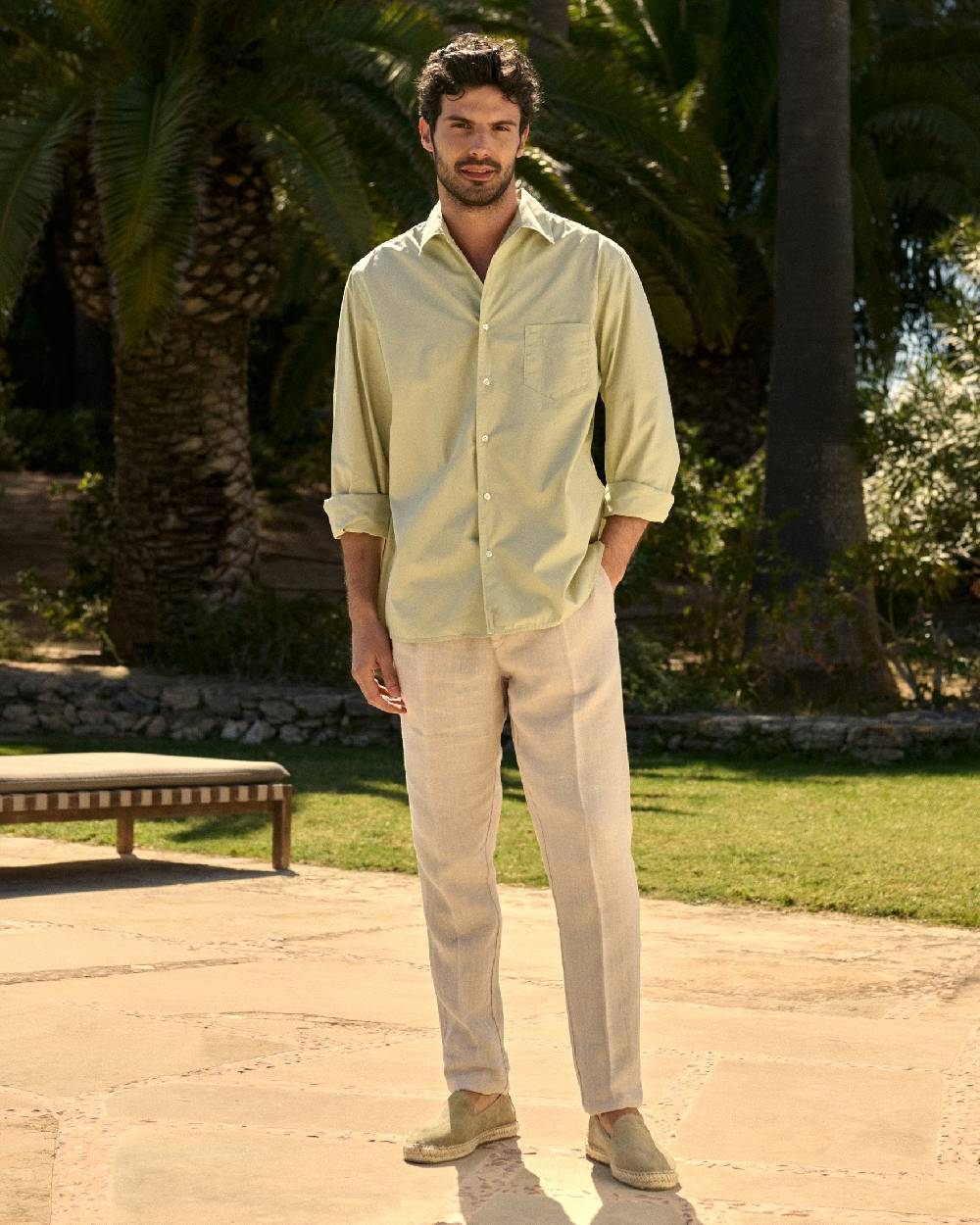 Manebí Poplin Panama Shirt - Light Green In Linea