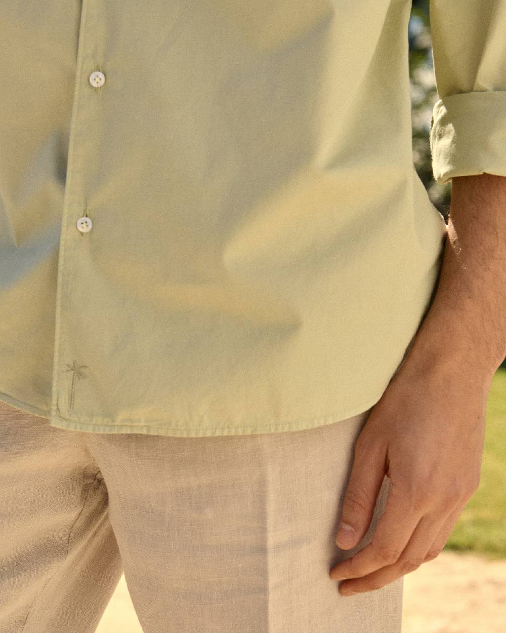Manebí Poplin Panama Shirt - Light Green In Linea