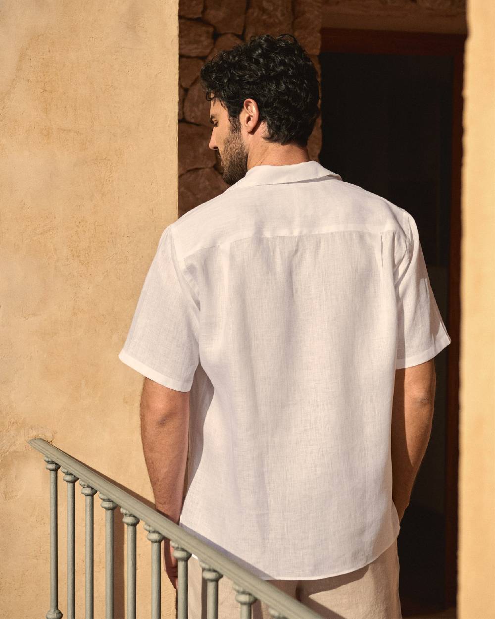 Manebí Havana Bowling Linen Shirt - White Vendita
