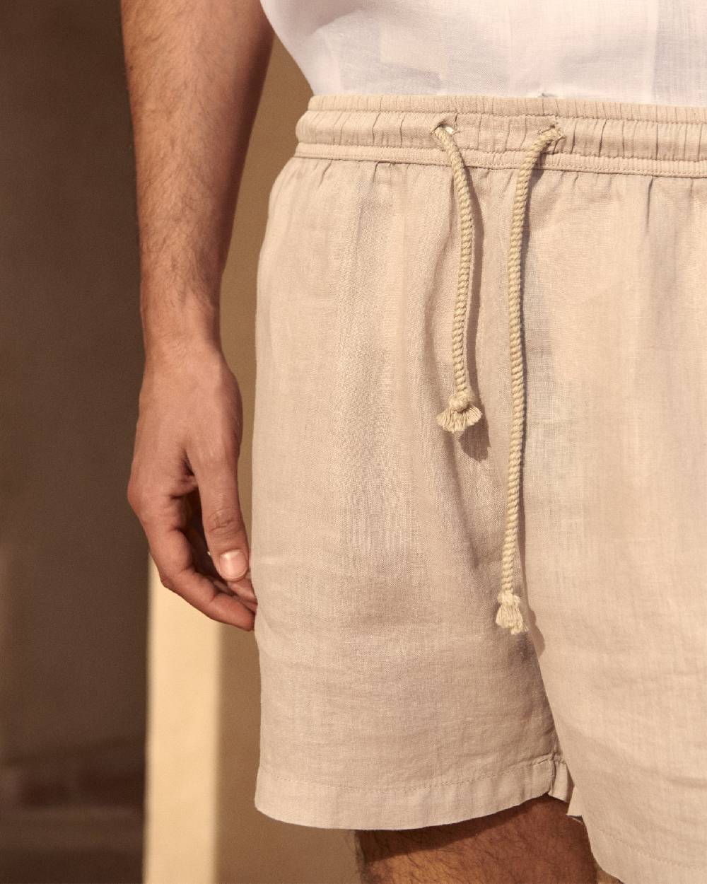 Manebí Light Linen Malibu Shorts - Kaki Beige Promozione