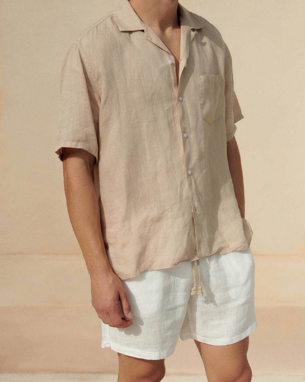 Manebí Washed Linen Malibu Shorts - White Pezzi Unici