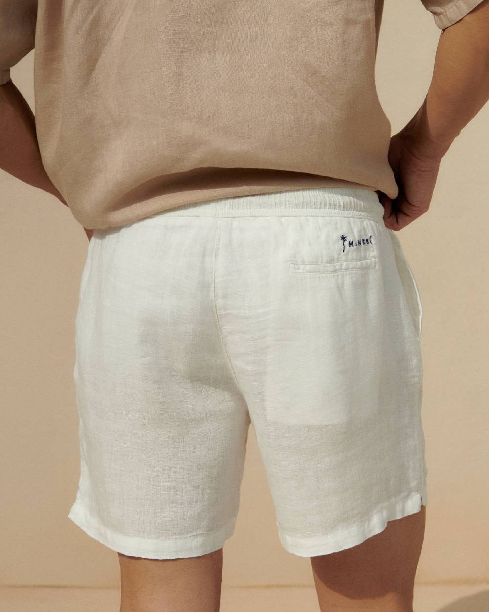 Manebí Washed Linen Malibu Shorts - White Pezzi Unici