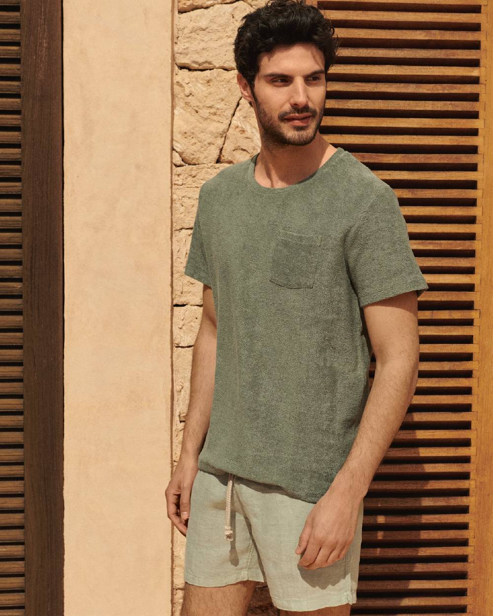 Manebí Terry Cotton Emilio T-Shirt - Made in Portugal Kaki Terry Cotton Qualità Garantita