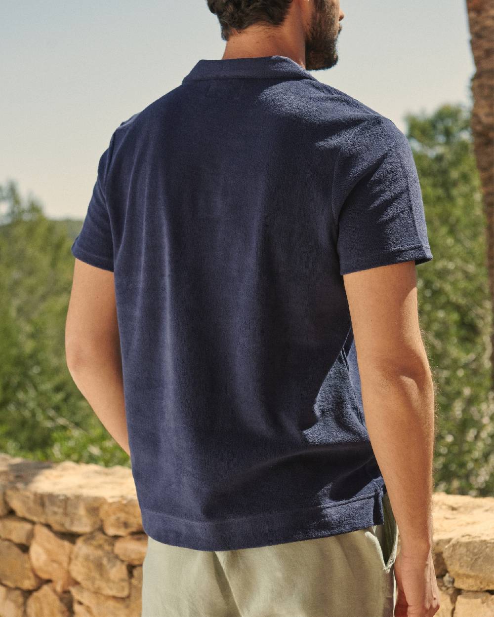 Manebí Organic Terry Cotton Olive Polo Shirt - Navy Acquista Ora