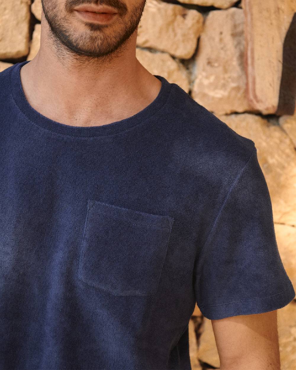Manebí Organic Terry Cotton Emilio T-Shirt - Navy Prezzo Ridotto