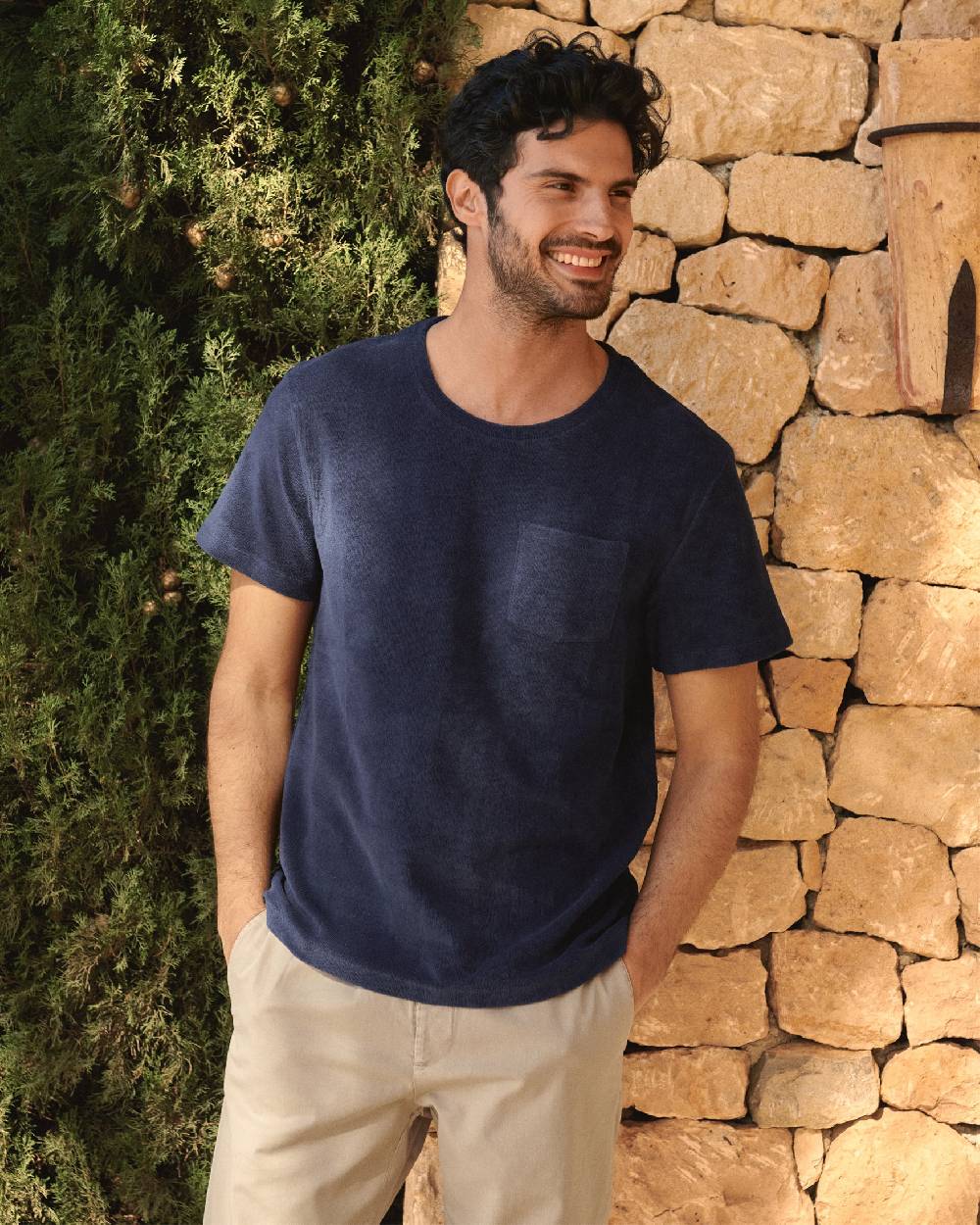 Manebí Organic Terry Cotton Emilio T-Shirt - Navy Prezzo Ridotto