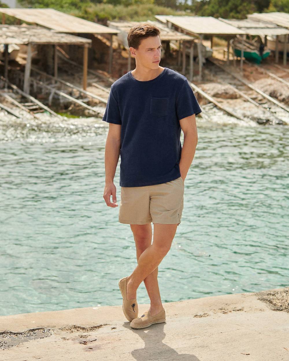 Manebí Organic Terry Cotton Emilio T-Shirt - Navy Prezzo Ridotto
