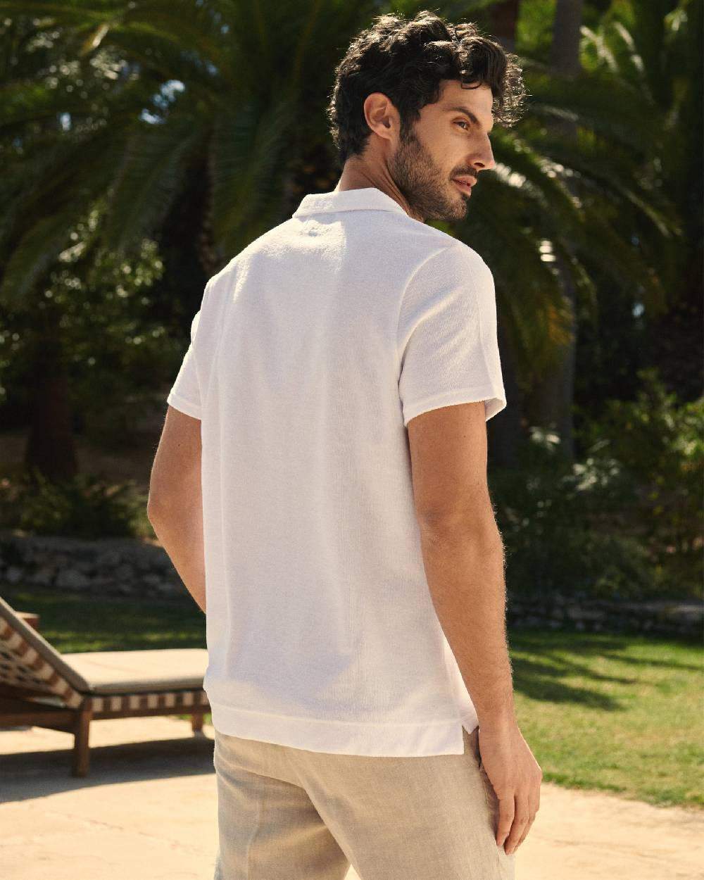 Manebí Organic Terry Cotton Olive Polo Shirt - Short Sleeves White Sottocosto