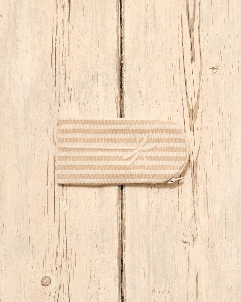 Manebí Canvas Sunglasses Case - Portofino White \u0026 Beige Stripes Presa