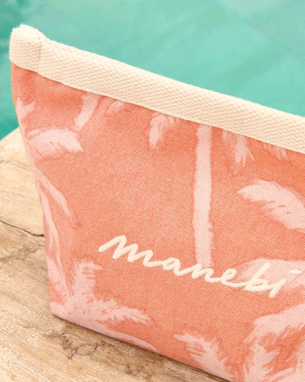 Manebí Canvas Tender2Tote - Sunbaked \u0026 Cream Pink Maxi Palm Vendita Economica