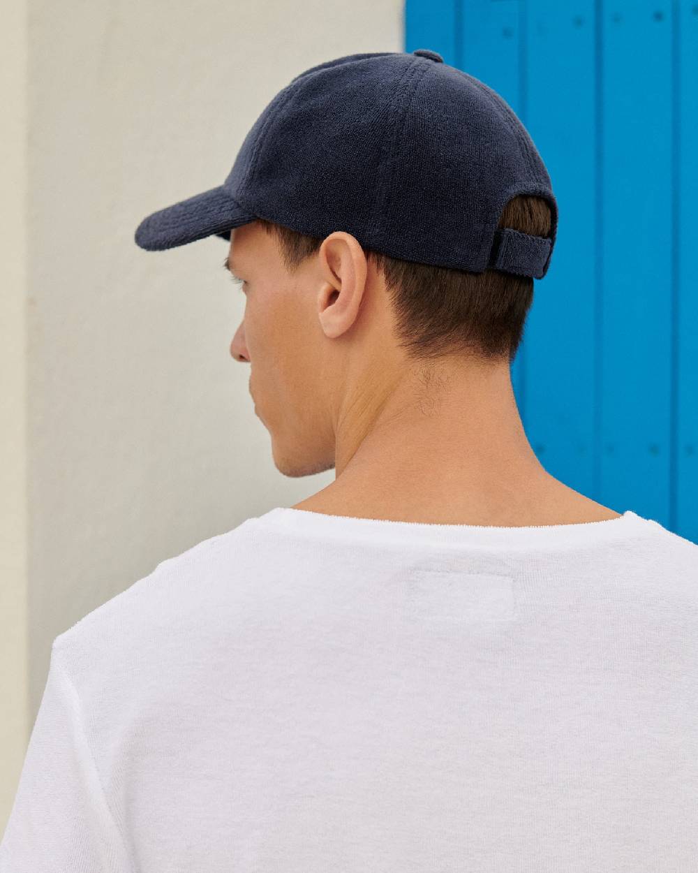 Manebí Organic Terry Cotton Lucca Cap - Embroidered Logo - Navy In Saldo