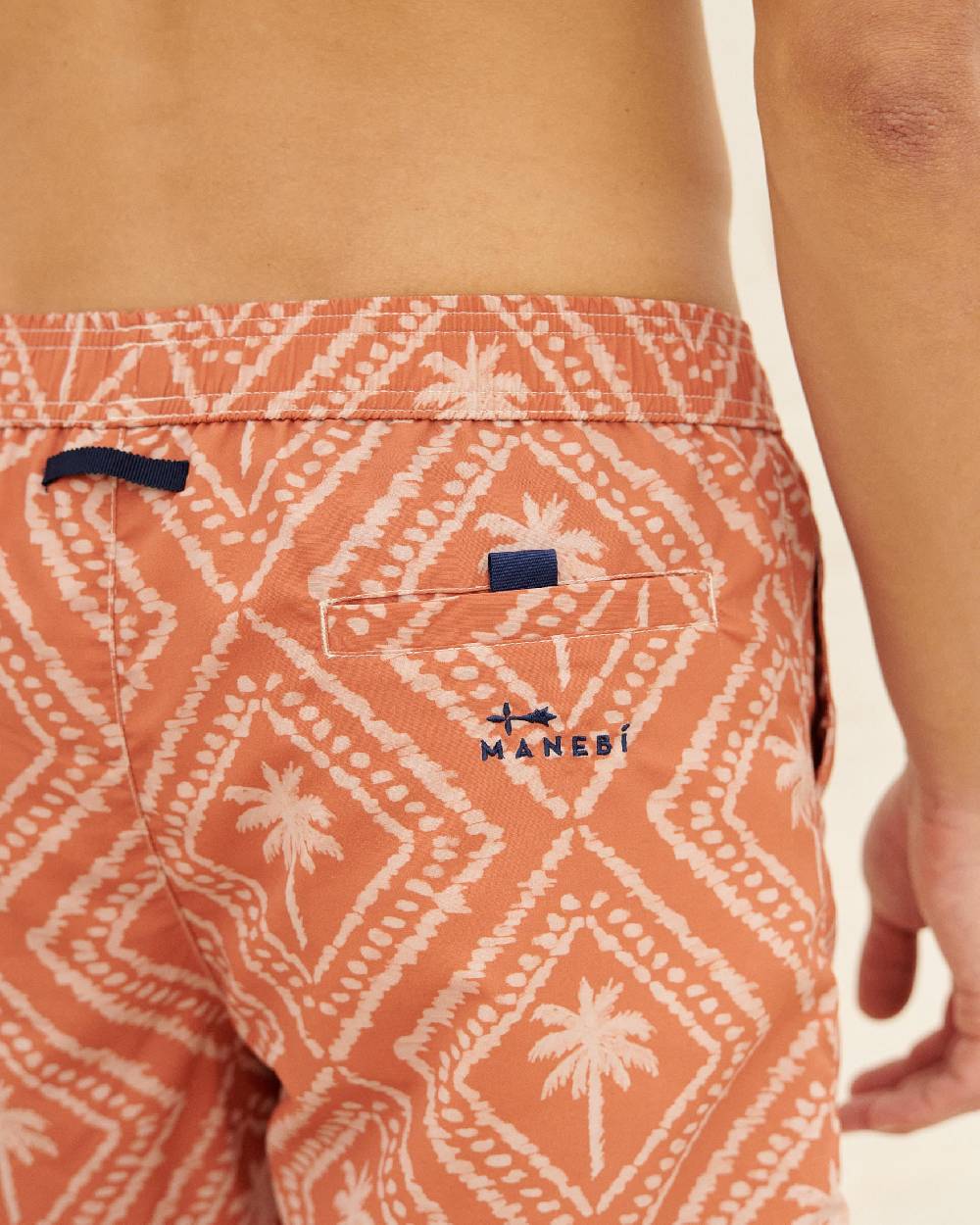 Manebí Printed Swim Shorts - Beige \u0026 Maxi Palm Dusted Rust Italia