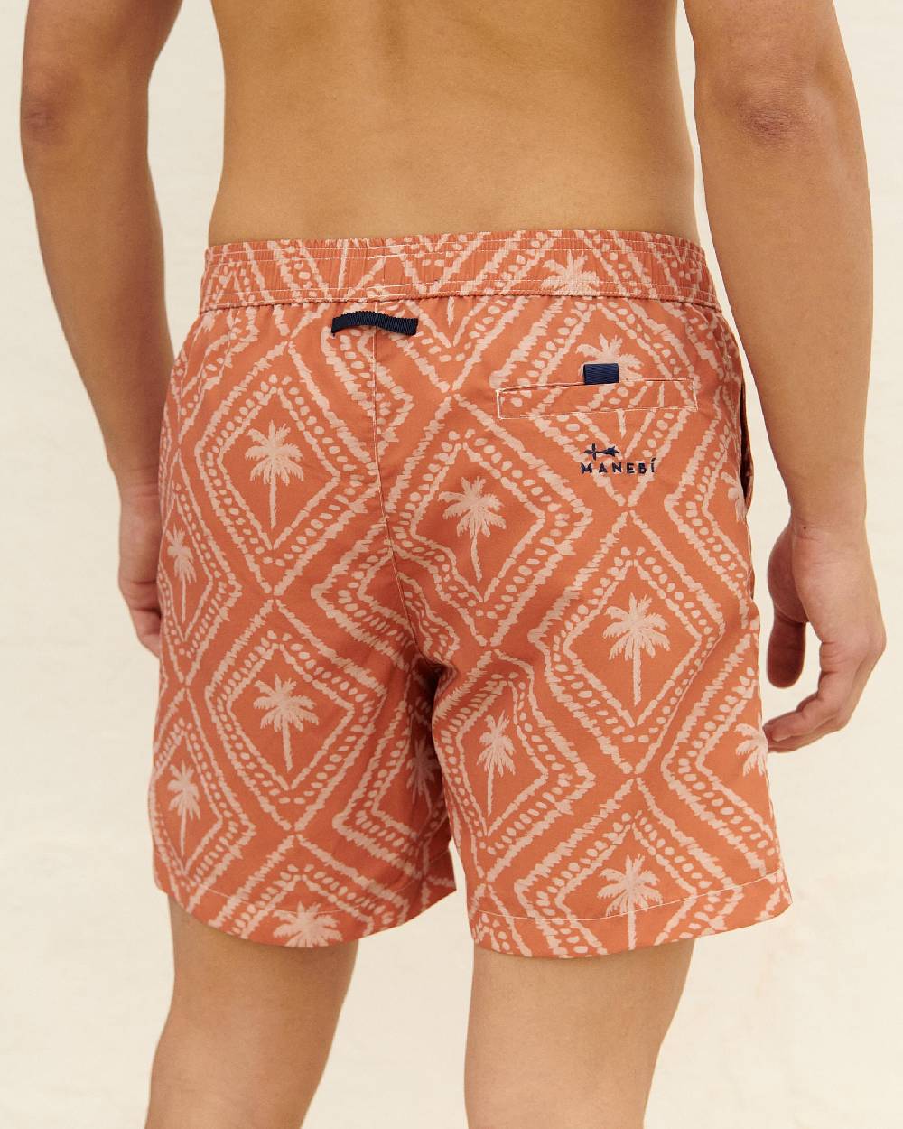 Manebí Printed Swim Shorts - Beige \u0026 Maxi Palm Dusted Rust Italia