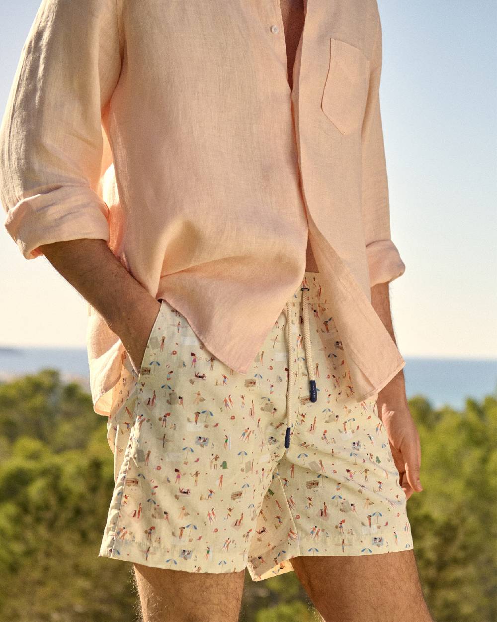 Manebí Printed Swim Shorts - Kids At The Beach Nuovo