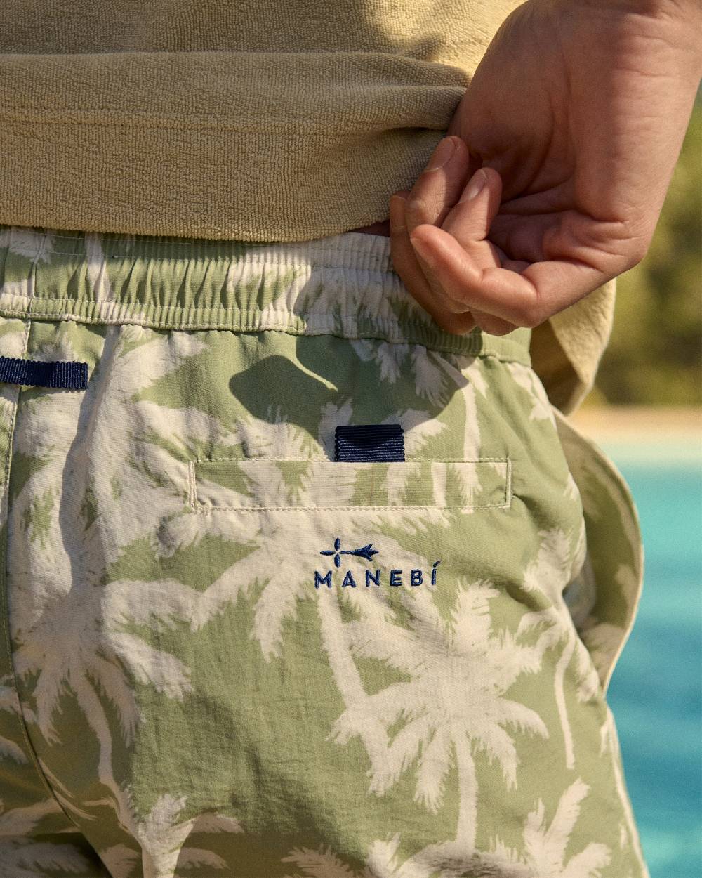 Manebí Printed Swim Shorts - Sage Macro Palms Vendita