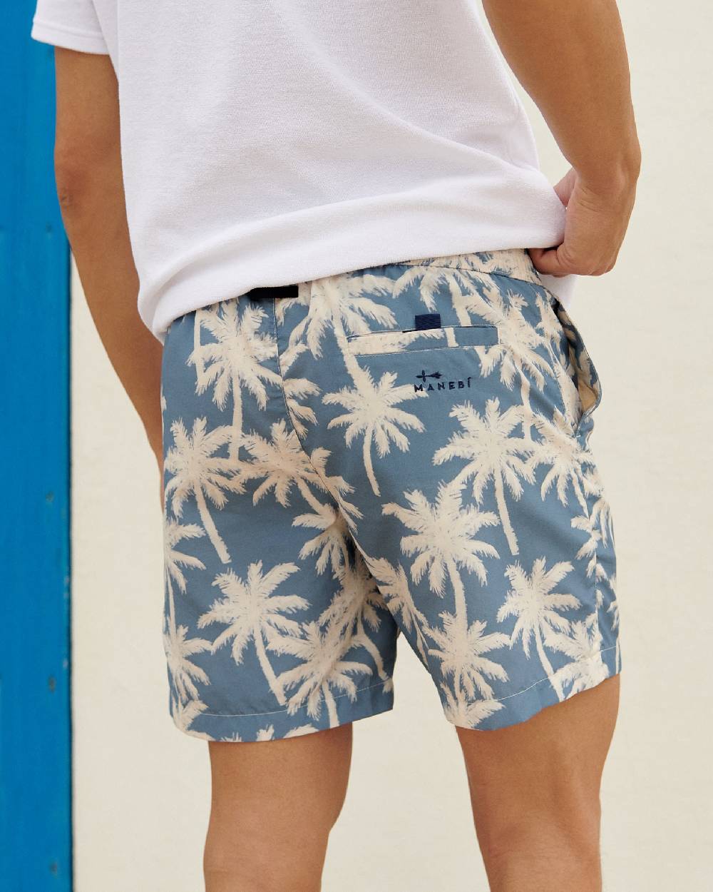 Manebí Printed Swim Shorts Hand Drawn - Gabardine Cotton Indigo Promozione