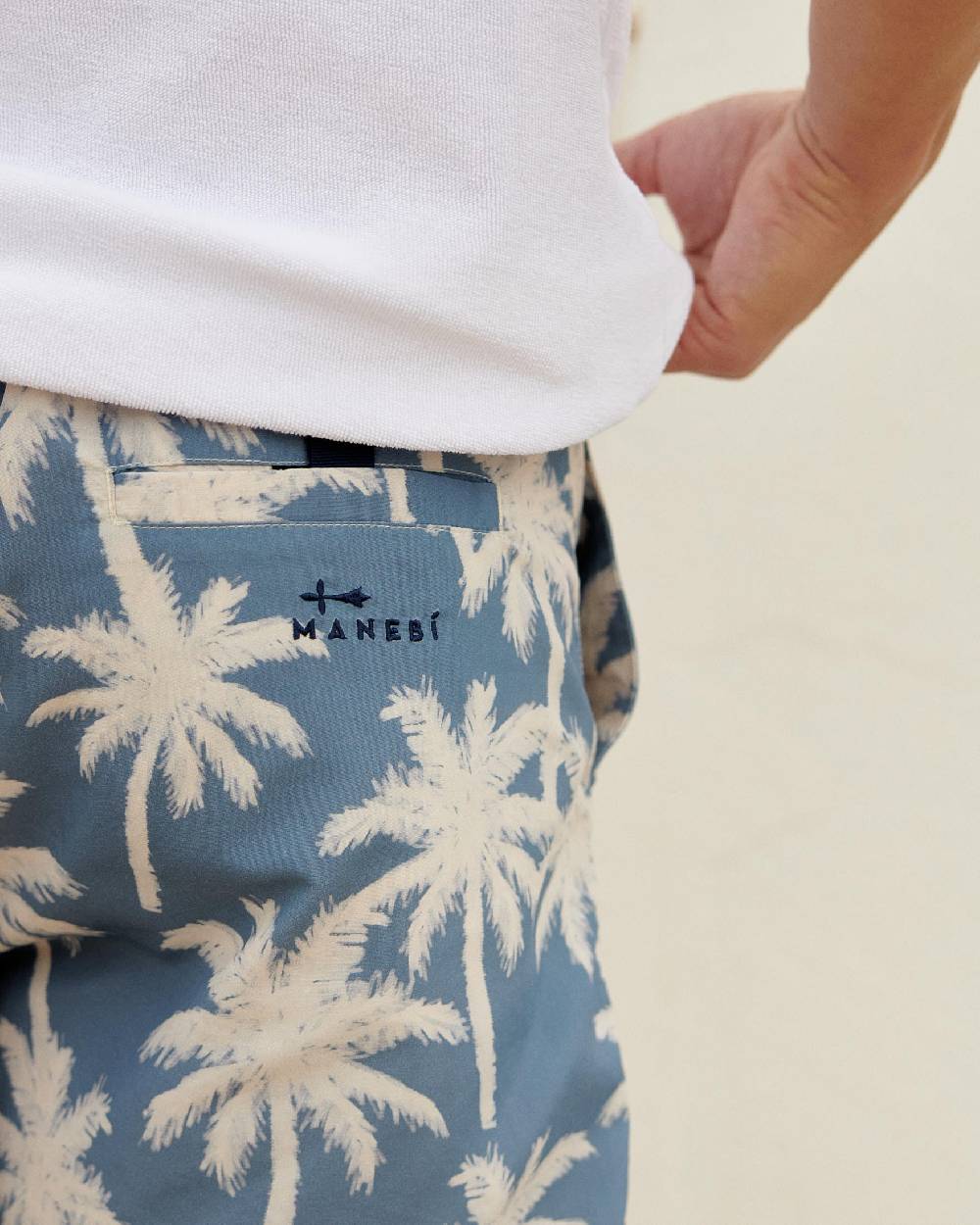 Manebí Printed Swim Shorts Hand Drawn - Gabardine Cotton Indigo Promozione