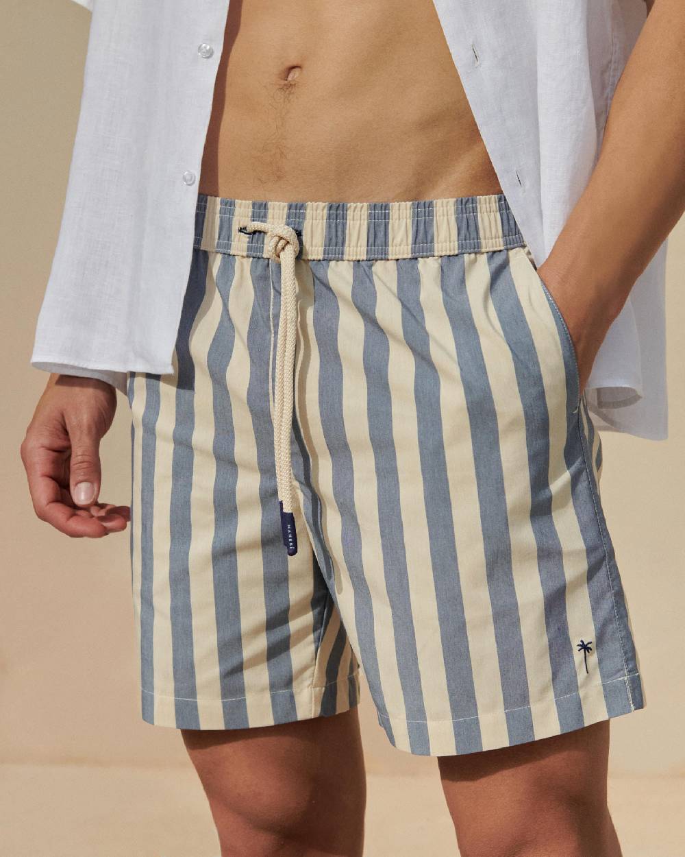 Manebí Printed Macro Stripes Swim Shorts - Navy Blue Macro Stripes Soddisfazione Garantita